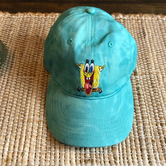 New SpongeBob SquarePants Baseball Hat Cap Green Tie Dye One Size Embroidered - Picture 9 of 9
